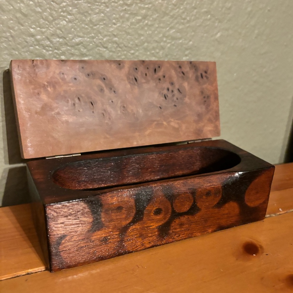 Custom Made Trinket Box Brown Mallee Burl And Australian Red Mallee Burl Wood